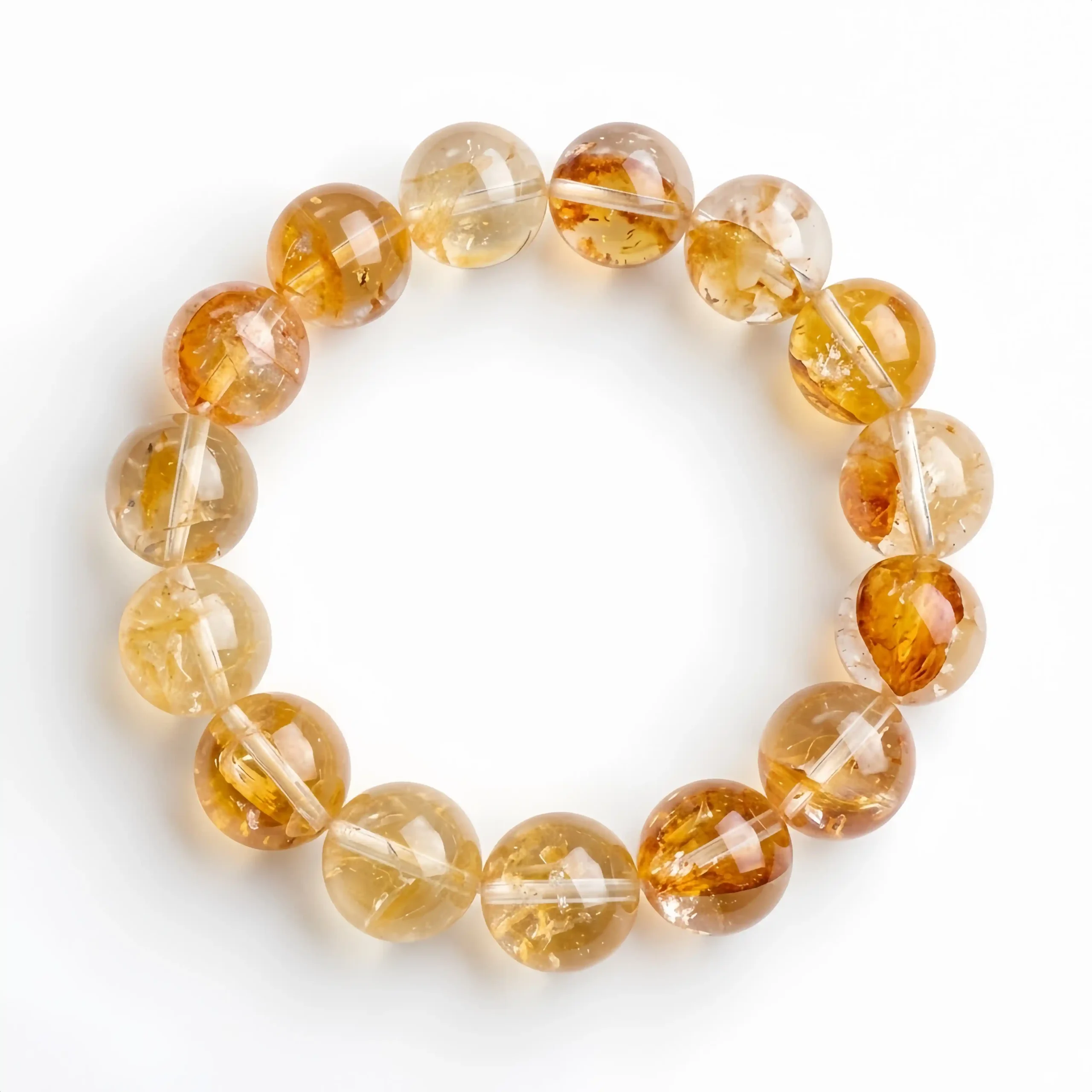 Orange Yellow Flower Quartz Bead Bracelet