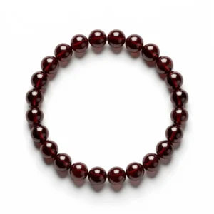 Natural Red Garnet Beaded Bracelet – Deep Burgundy Gemstone Jewelry
