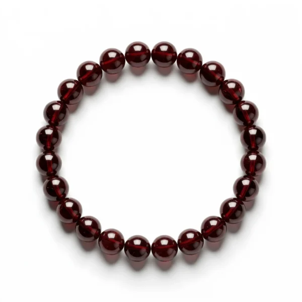 Natural Red Garnet Beaded Bracelet – Deep Burgundy Gemstone Jewelry