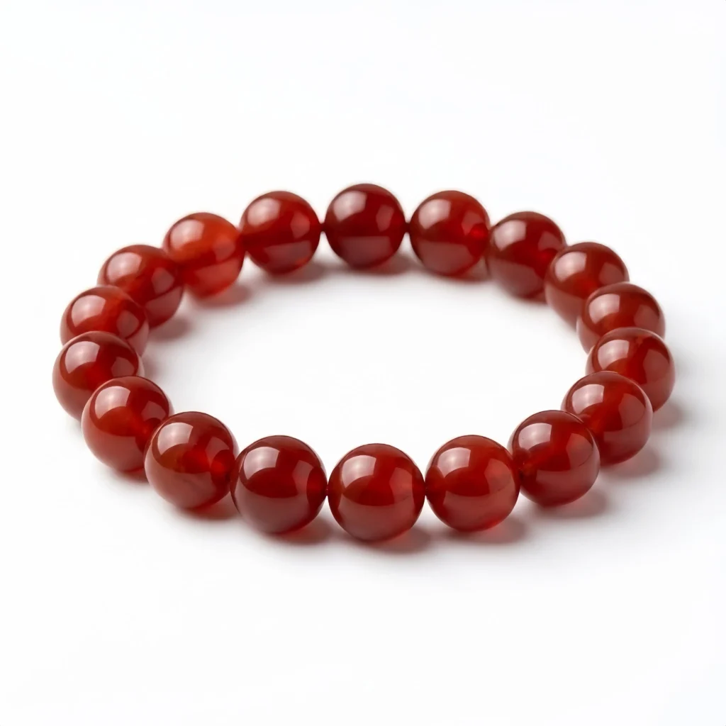 Natural Red Agate Beaded Bracelet – Classic Handmade Gemstone Jewelry
