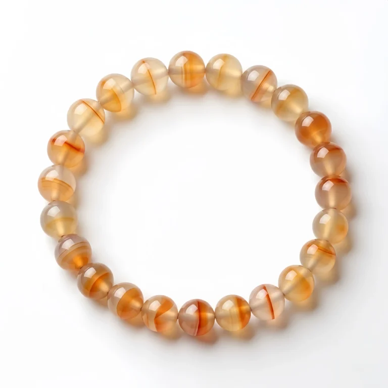 Yellow Banded Agate Beaded Bracelet – Natural Striped Gemstone