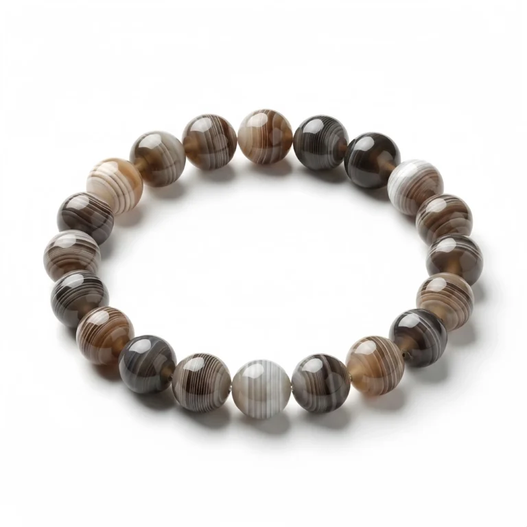 Gray Banded Agate Beaded Bracelet – Natural Layered Gemstone