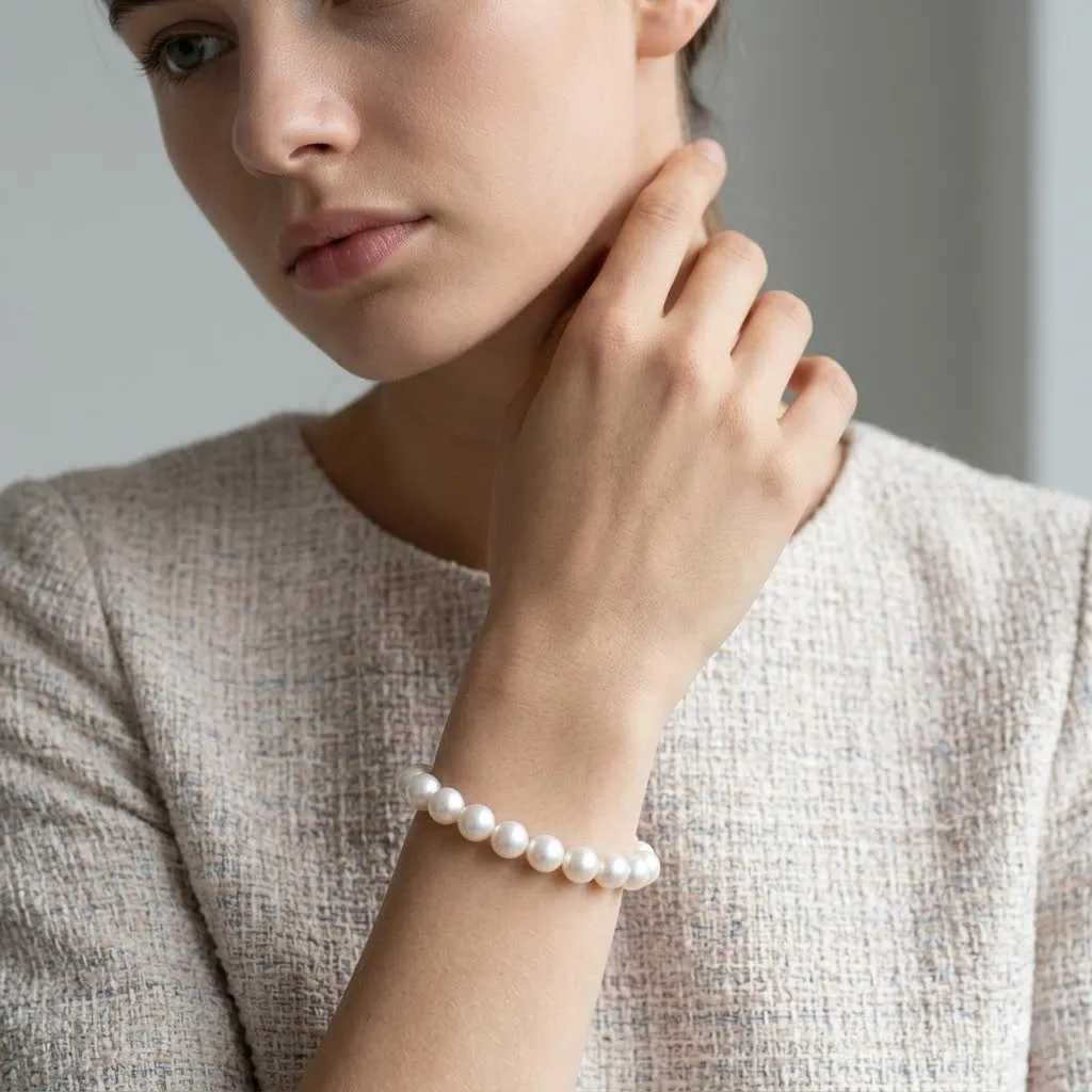 Natural Pearl Bead Bracelet – Timeless Handmade Elegance