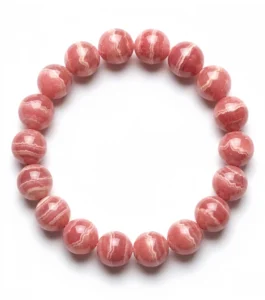 Natural Rhodochrosite Beaded Bracelet – Pink Banded Gemstone