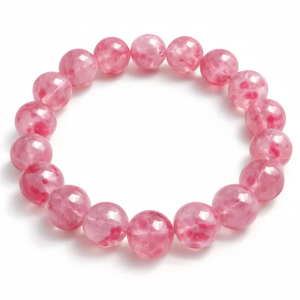 Natural Rhodonite Beaded Bracelet – Elegant Pink Gemstone Jewelry