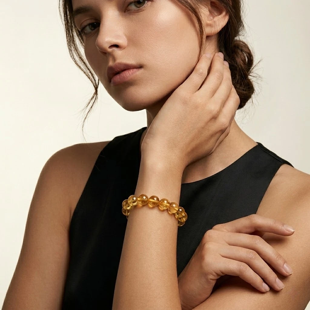 Citrine Crystal Bead Bracelet