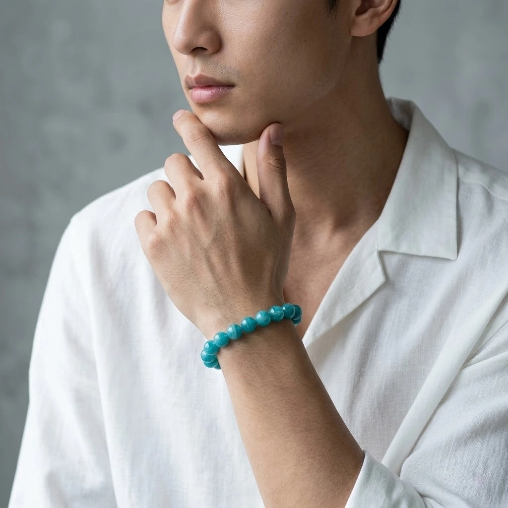 Natural Amazonite Beaded Bracelet – Ocean Green Gemstone Jewelry
