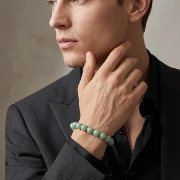 Natural Green Aventurine Beaded Bracelet – Polished Gemstone Stretch Bracelet
