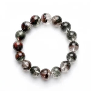 Natural Red & Green Phantom Quartz Bracelet – Clear Handmade Gemstone Beads