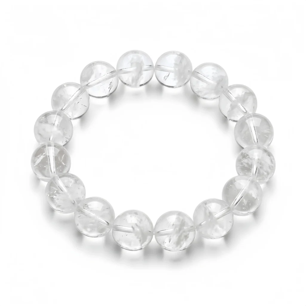 White Phantom Quartz Beaded Bracelet – Natural Clear Crystal