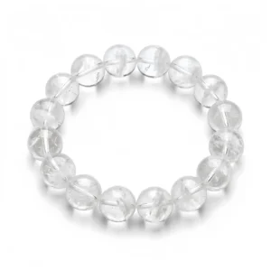 White Phantom Quartz Beaded Bracelet – Natural Clear Crystal