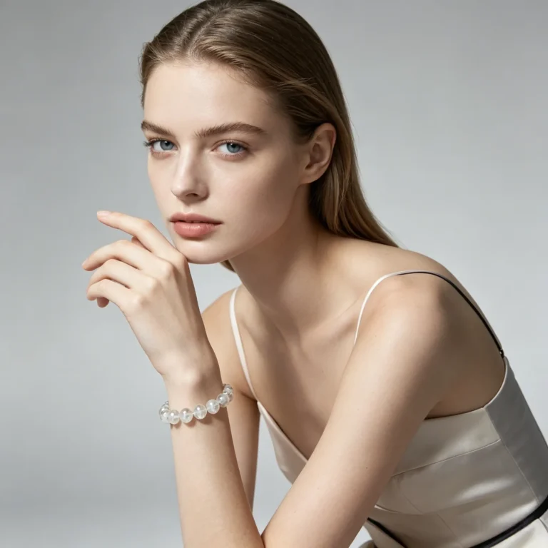White Phantom Quartz Beaded Bracelet – Natural Clear Crystal