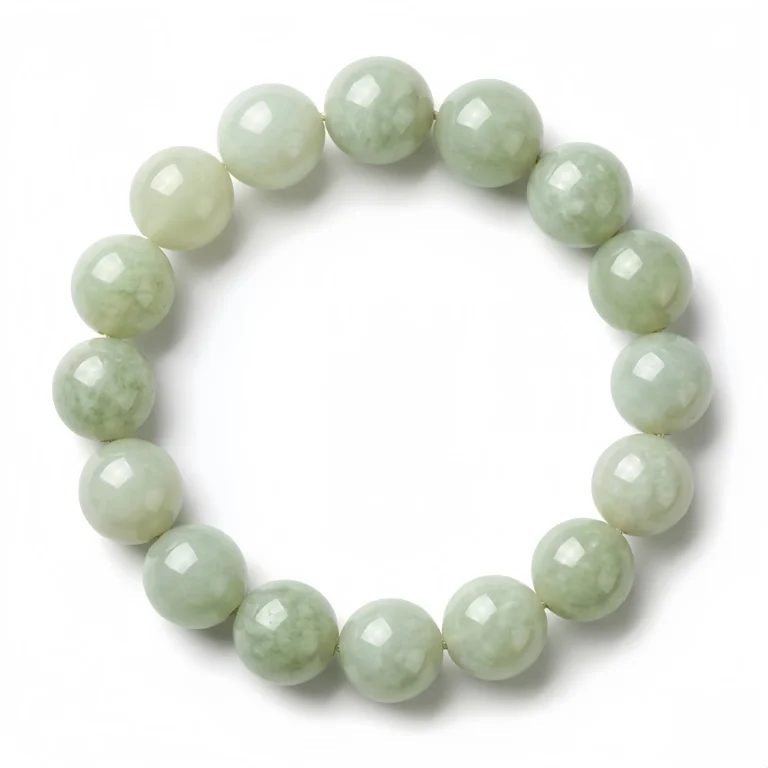 Natural Hetian Jade Beaded Bracelet – Soft Green Nephrite Elegance