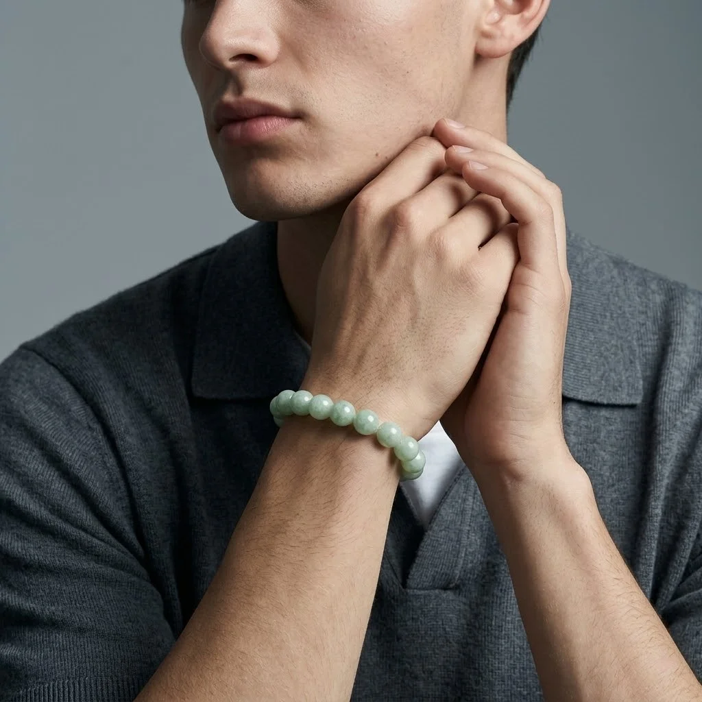 Hetian Jade Bead Bracelet