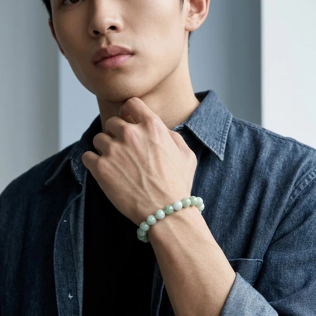 Hetian Jade Bead Bracelet
