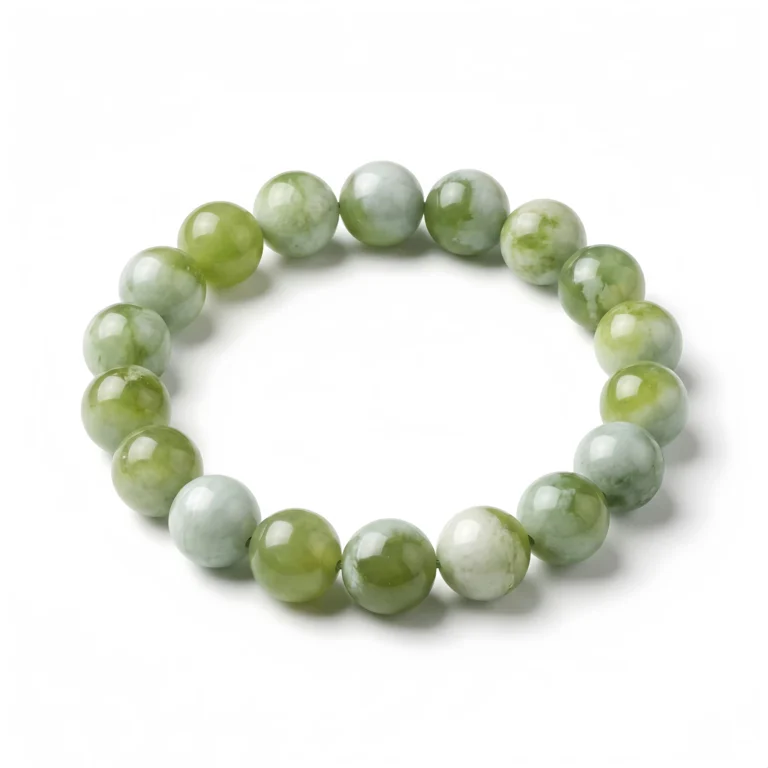Natural Xiuyan Jade Beaded Bracelet – Polished Green Jade Gemstone