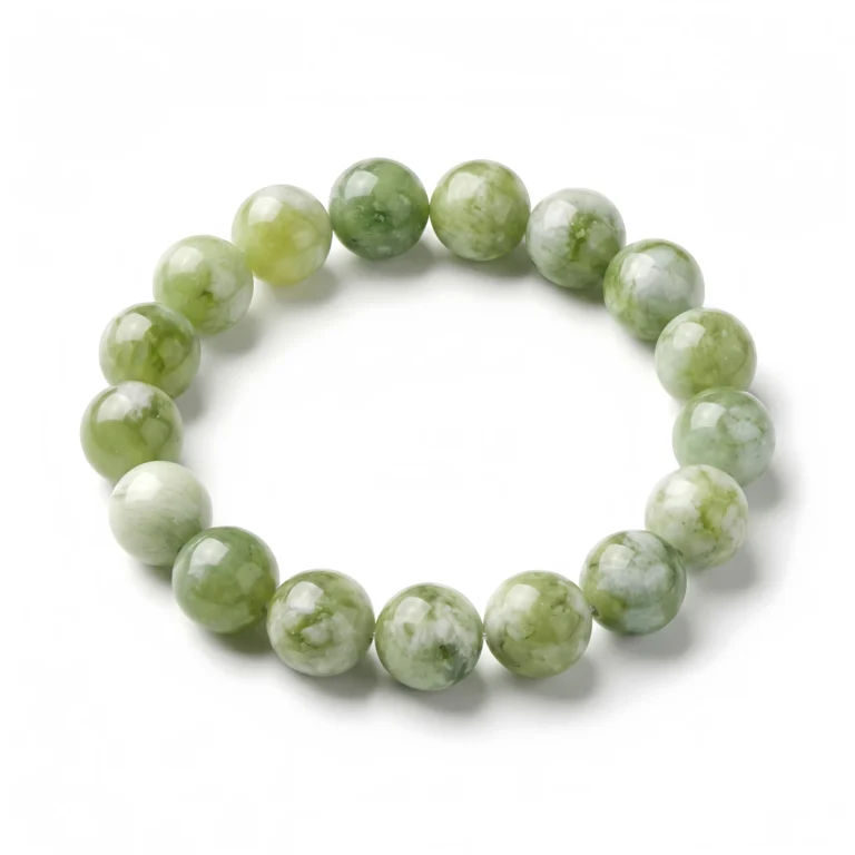 Natural Xiuyan Jade Beaded Bracelet – Polished Green Jade Gemstone