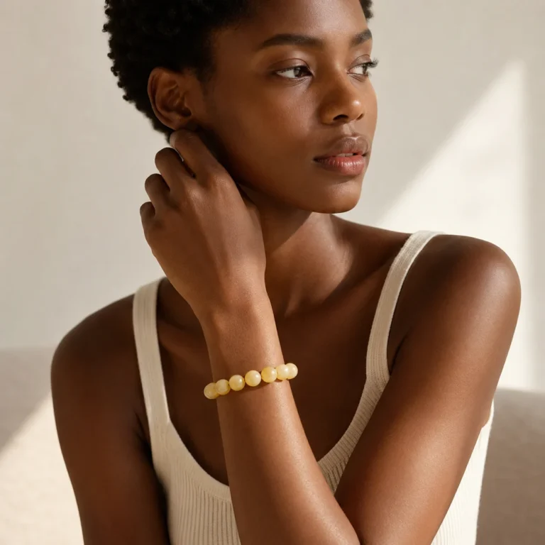 Natural Yellow Calcite Beaded Bracelet – Handmade Gemstone Jewelry