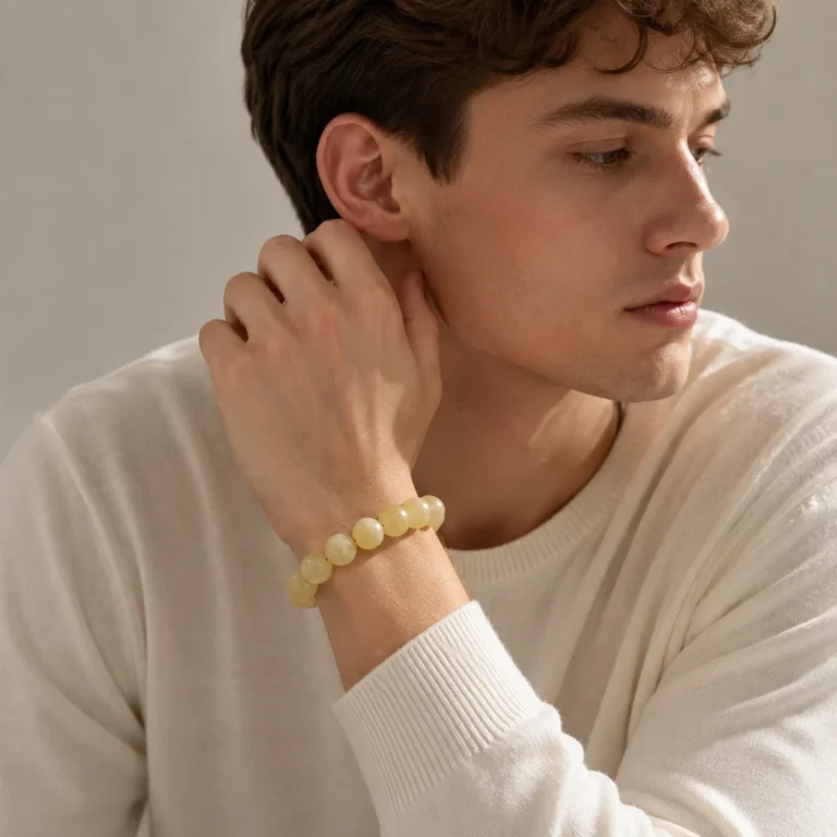 Natural Yellow Calcite Beaded Bracelet – Handmade Gemstone Jewelry
