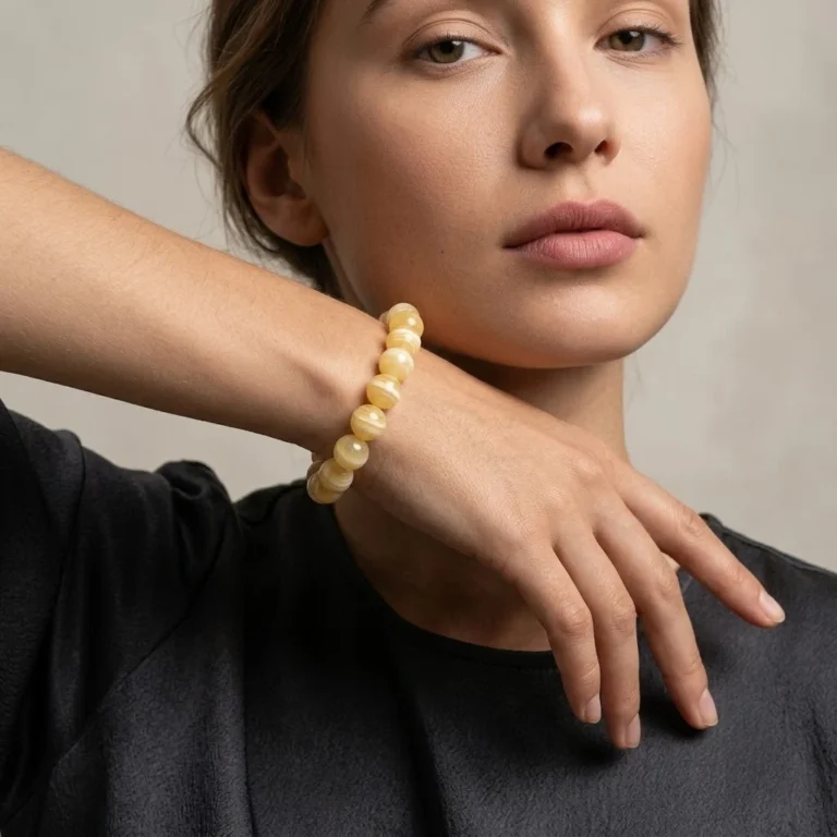 Natural Yellow Calcite Beaded Bracelet – Handmade Gemstone Jewelry