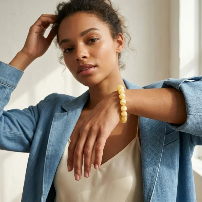 Natural Yellow Calcite Beaded Bracelet – Handmade Gemstone Jewelry