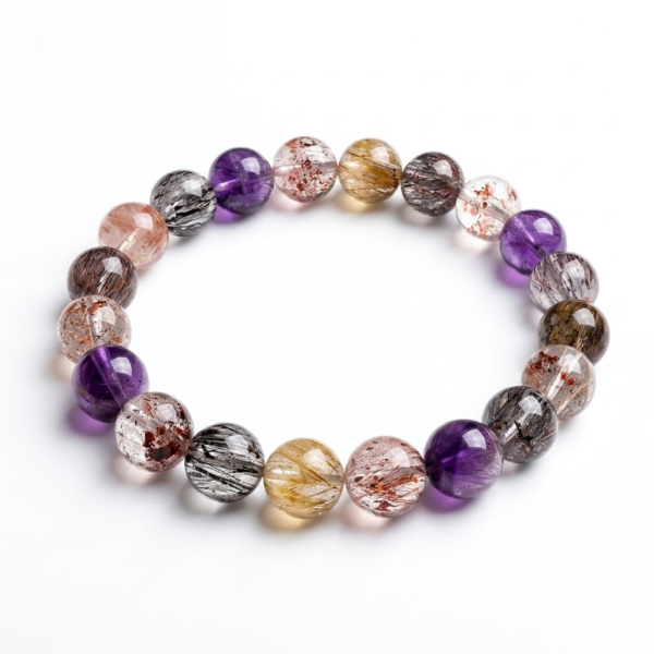 Natural Super Seven Crystal Bracelet – Multi-Inclusion Premium Gemstone Beads