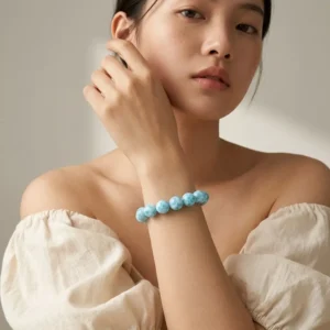 Larimar Beaded Bracelet – Natural Ocean Blue Gemstone