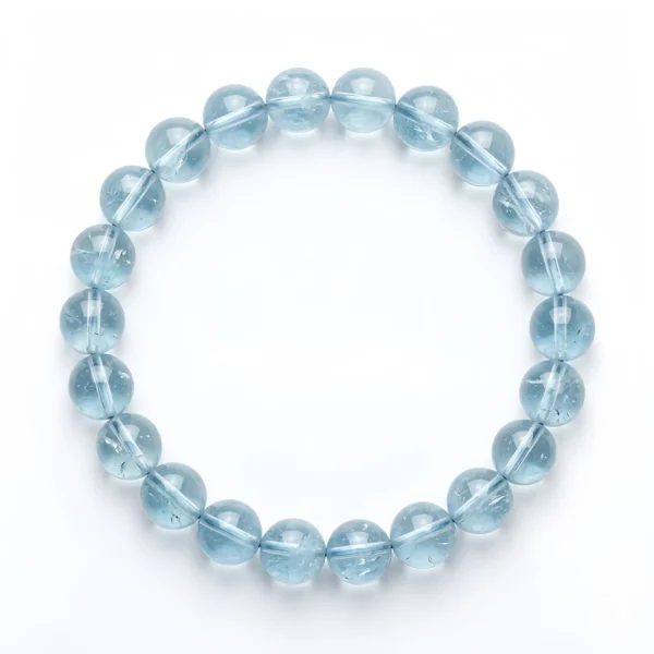 Blue Topaz Beaded Bracelet – Natural Sky Blue Gemstone Jewelry