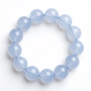 Blue Chalcedony Beaded Bracelet – Natural Sky Blue Gemstone
