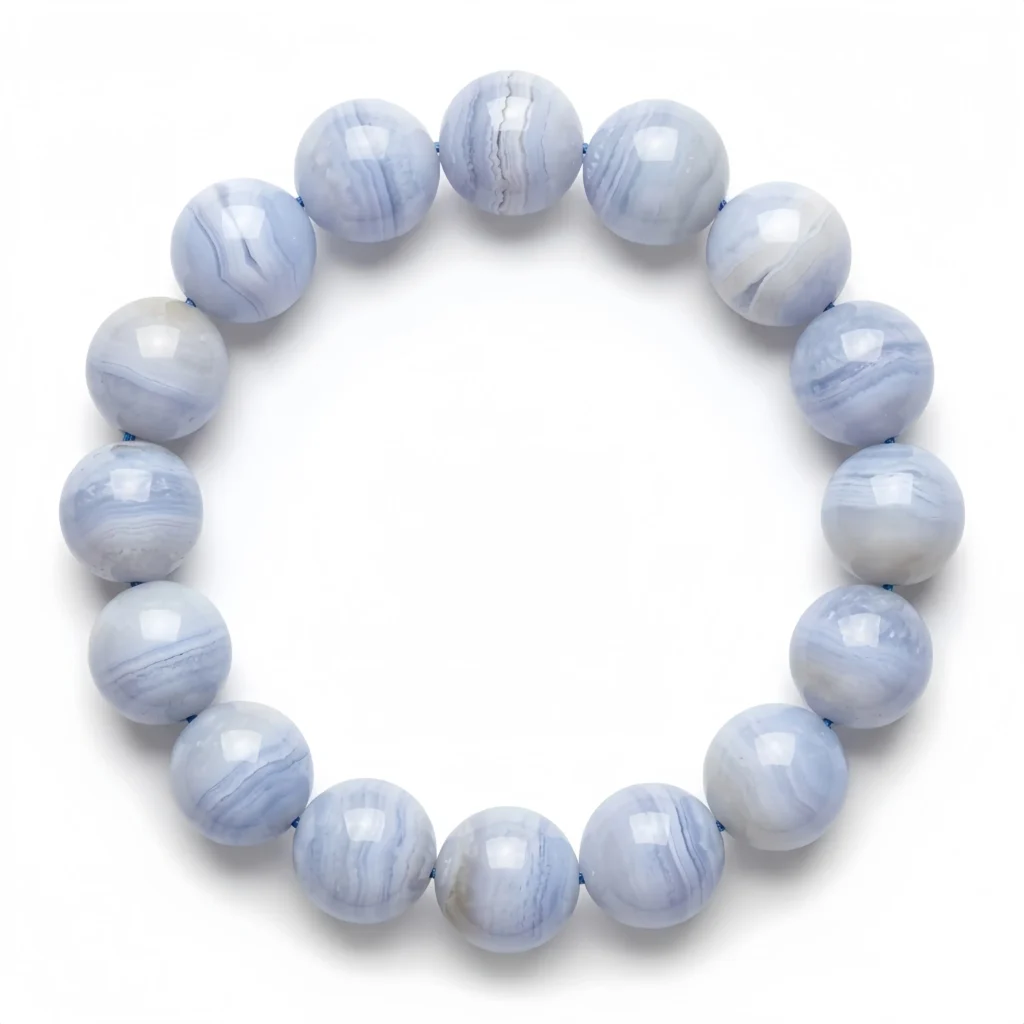 Blue Lace Agate Beaded Bracelet – Natural Calm Elegance