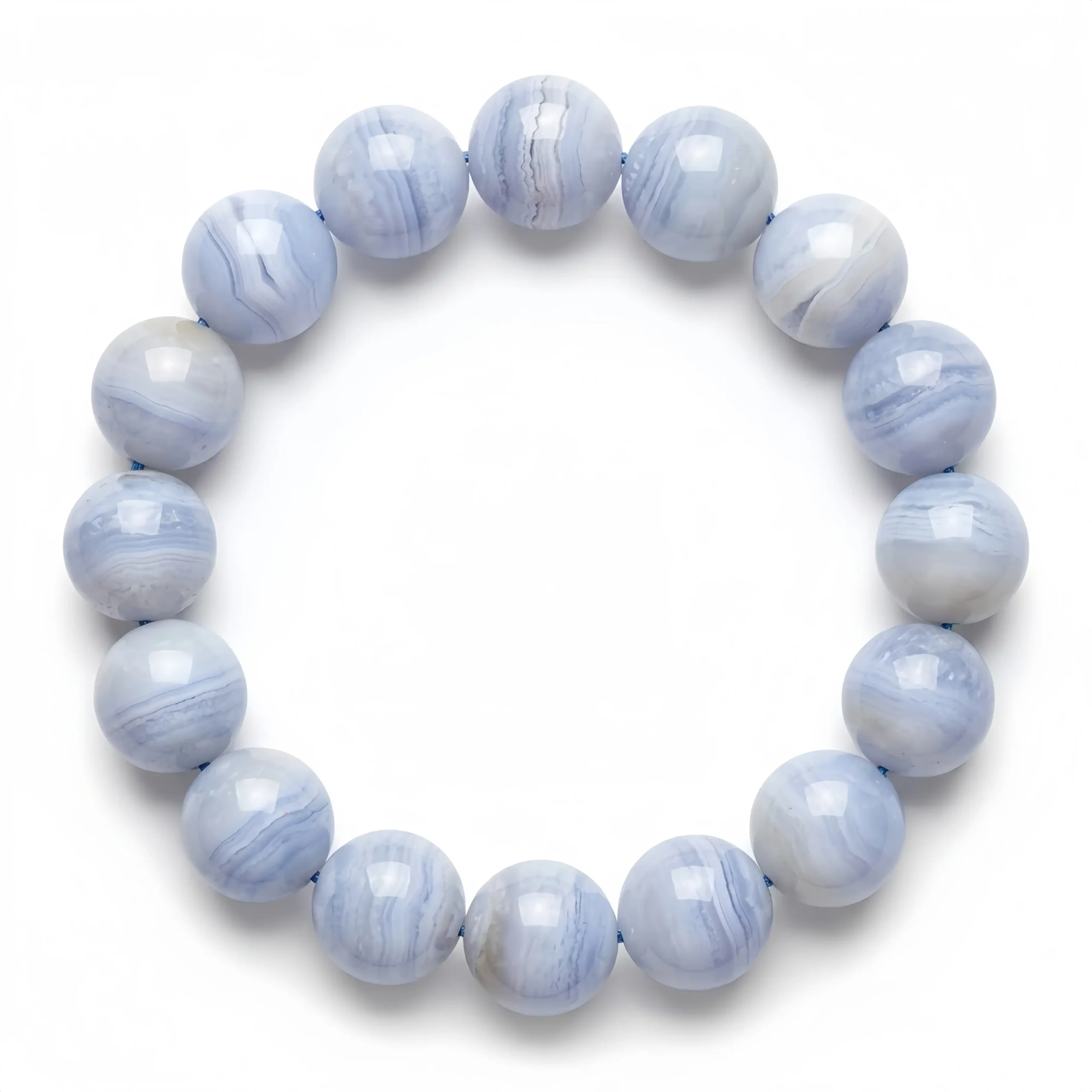 Blue Lace Agate Bead Bracelet