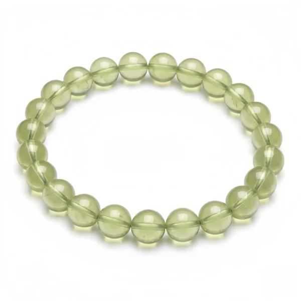 Prehnite Beaded Bracelet – Natural Green Gemstone