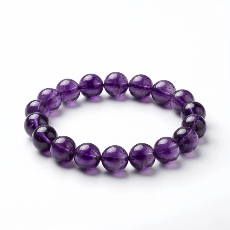 Uruguay Amethyst Beaded Bracelet – Deep Purple Natural Crystal