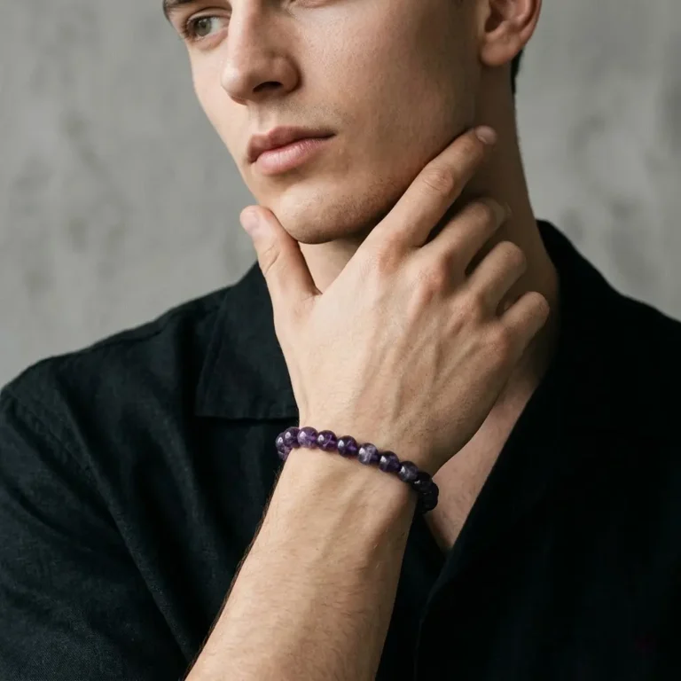 Uruguay Amethyst Beaded Bracelet – Deep Purple Natural Crystal