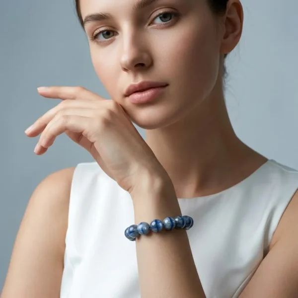 Natural Blue Aventurine Beaded Bracelet – Handmade Crystal Jewelry