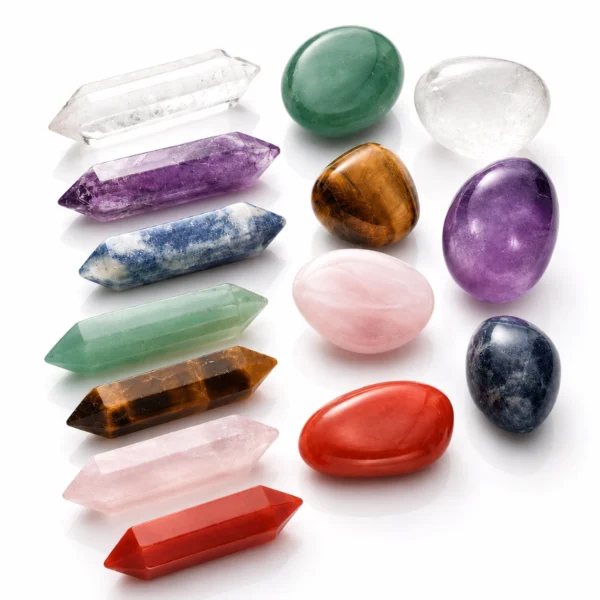 Multi Crystal Wand & Tumbled Stone Set with Natural Gemstones