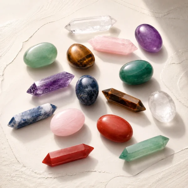 Multi Crystal Wand & Tumbled Stone Set with Natural Gemstones