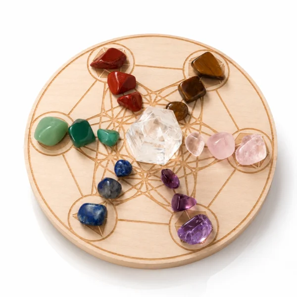 Seven Chakra Crystal Grid Set with Natural Gemstones