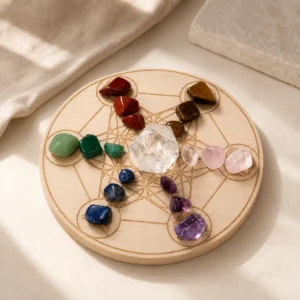 Seven Chakra Crystal Grid Set with Natural Gemstones