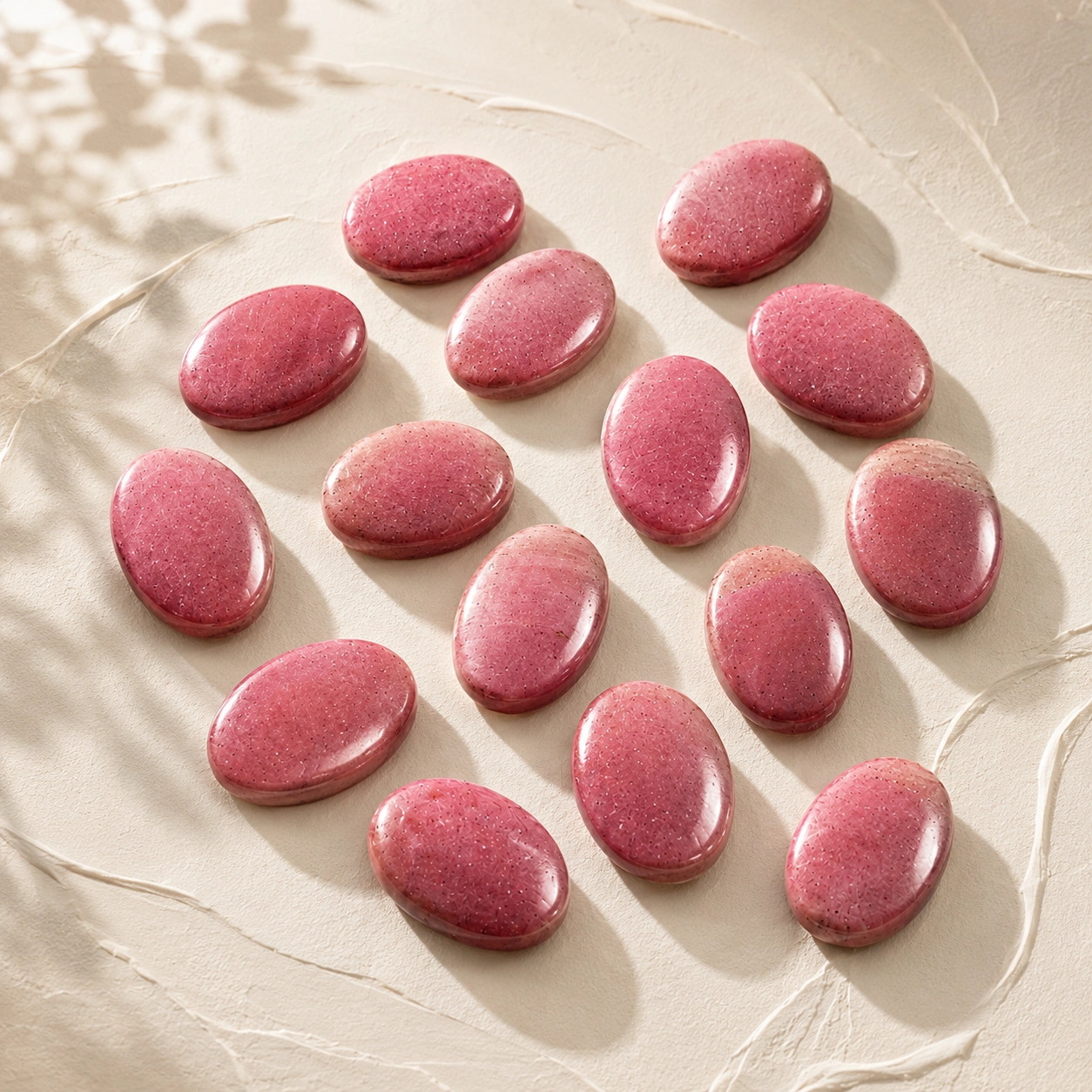 Natural Rhodonite Palm Stone Polished Crystal Healing Stone