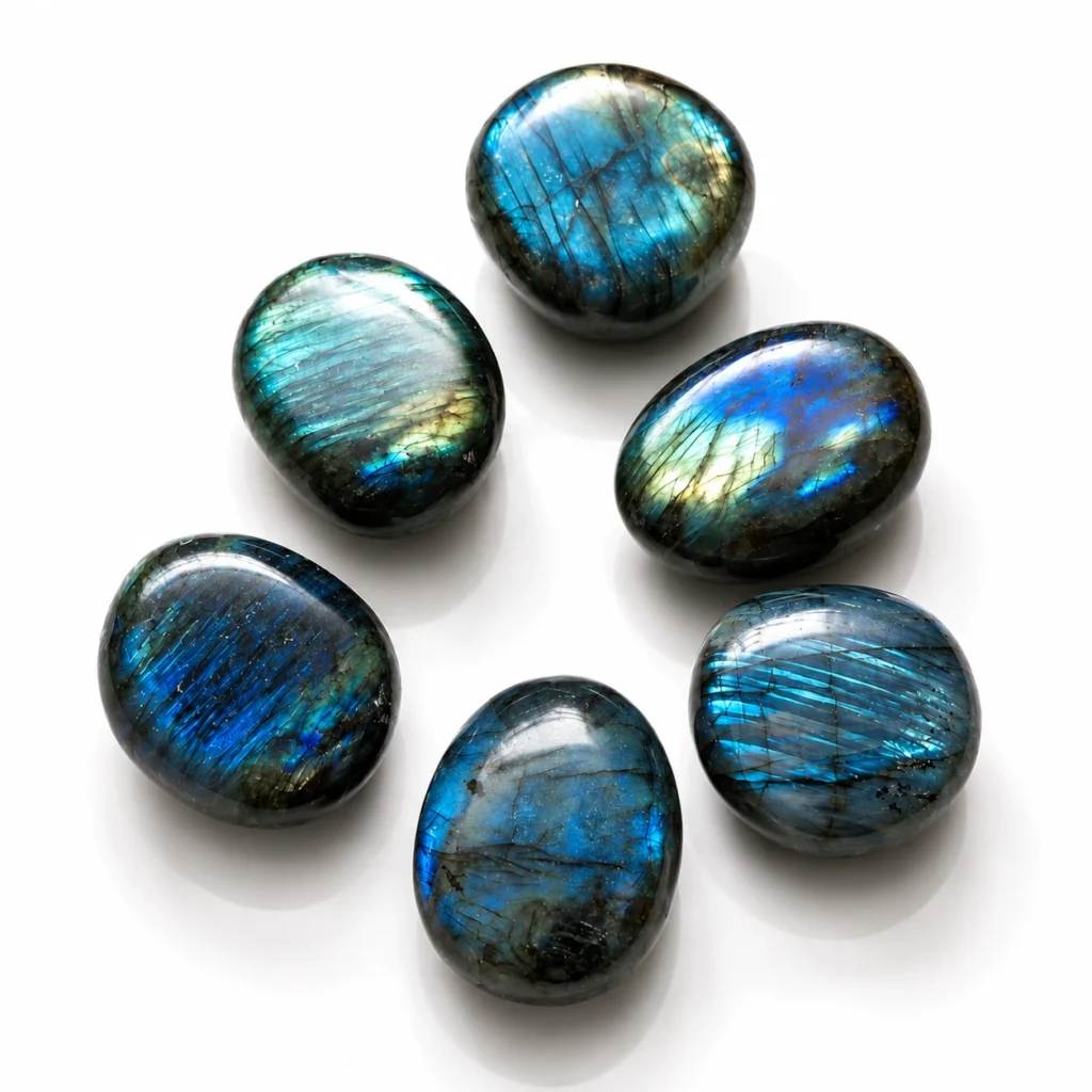 Labradorite Palm Stone – Iridescent Polished Feldspar