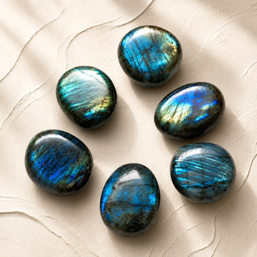 Labradorite Palm Stone – Iridescent Polished Feldspar