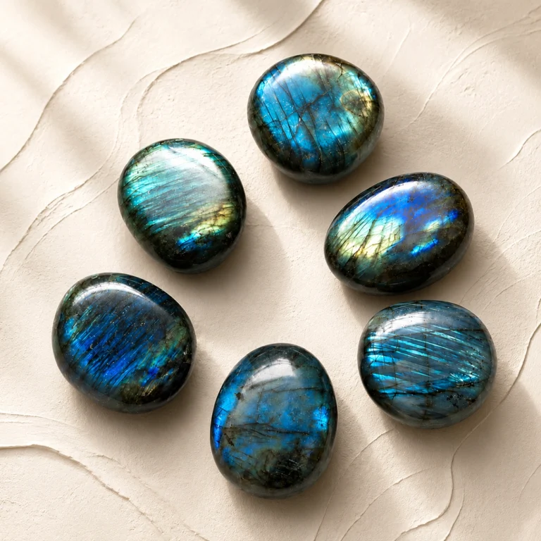Labradorite Palm Stone – Iridescent Polished Feldspar