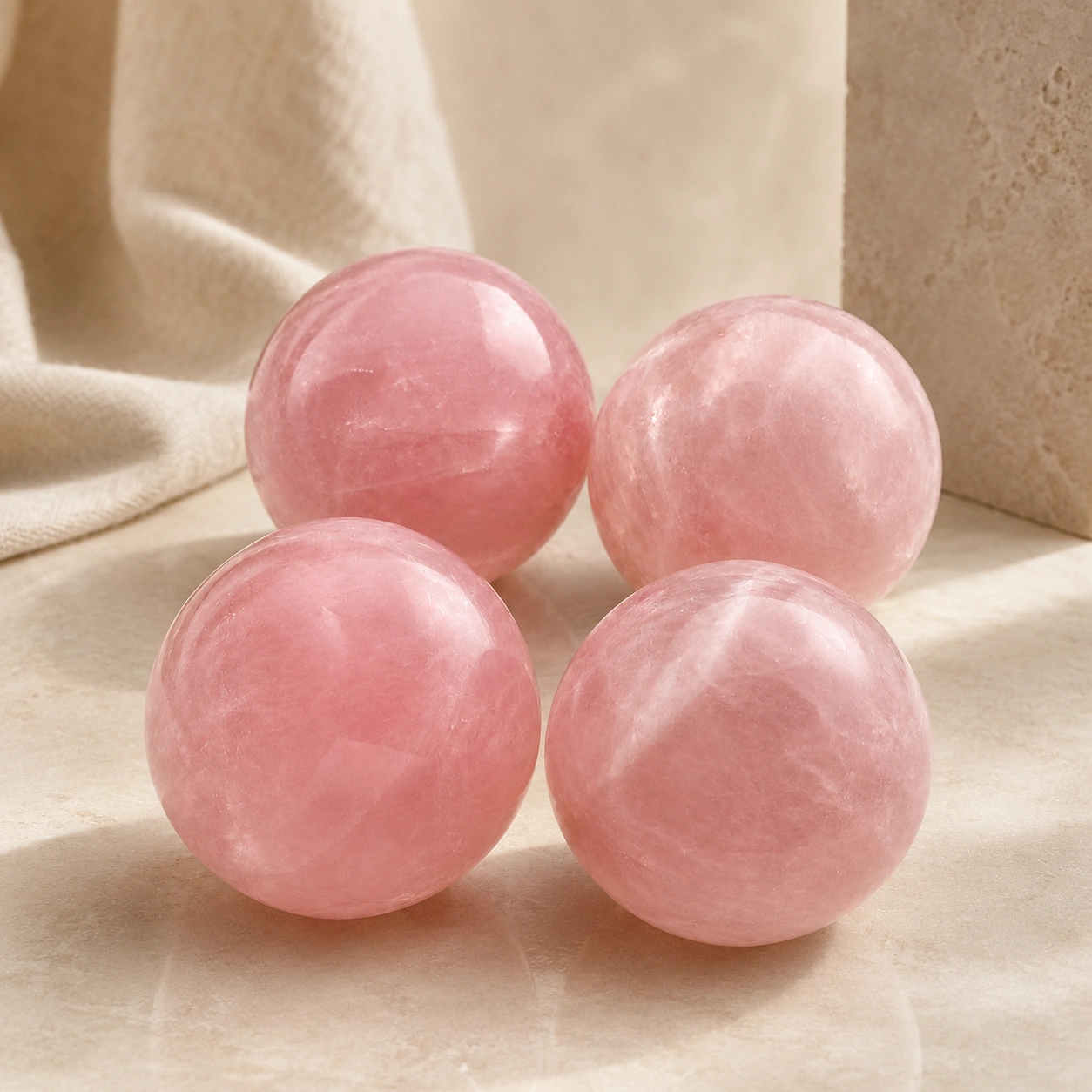 Natural Rose Quartz Crystal Sphere Decorative Healing Ball