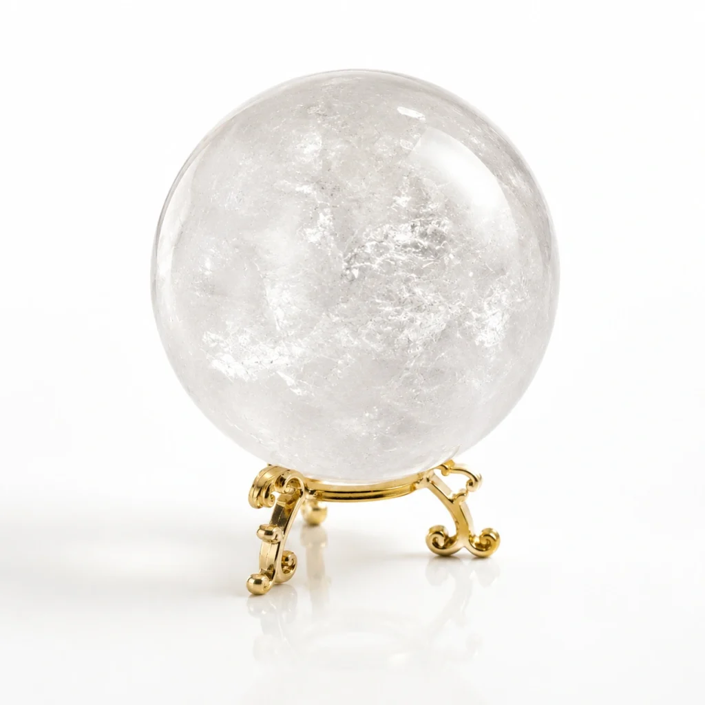Clear Quartz Crystal Sphere Home Decor with Gold Stand