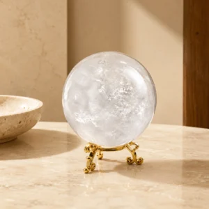 Clear Quartz Crystal Sphere Home Decor with Gold Stand