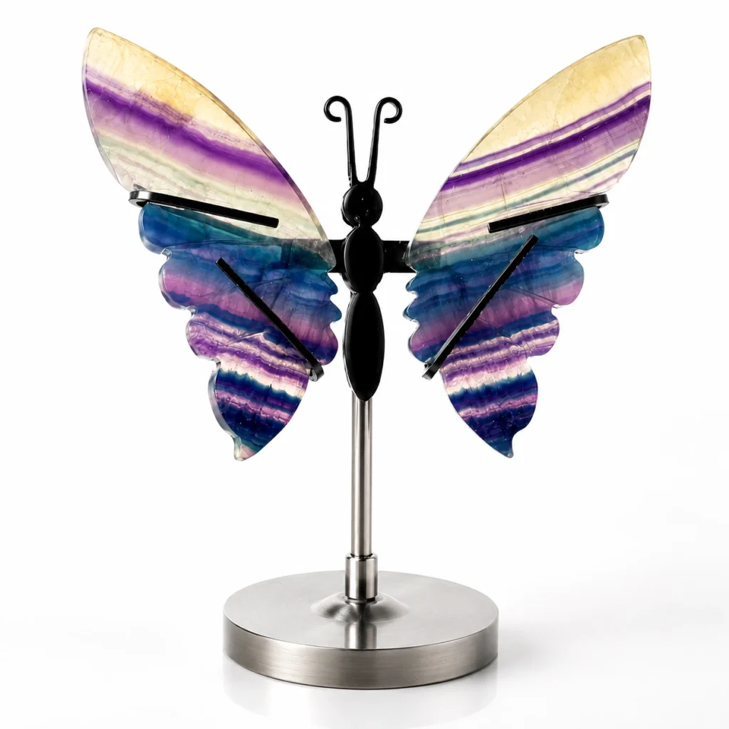 Blue Green Fluorite Butterfly Crystal Decor