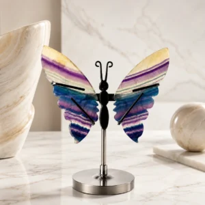 Blue Green Fluorite Butterfly Crystal Decor