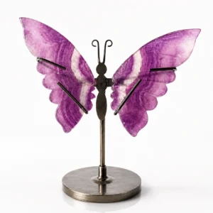 Rose Purple Fluorite Butterfly Crystal Decor – Natural Stone Display