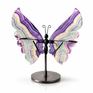 Fluorite Butterfly Crystal Ornament with Natural Color Patterns